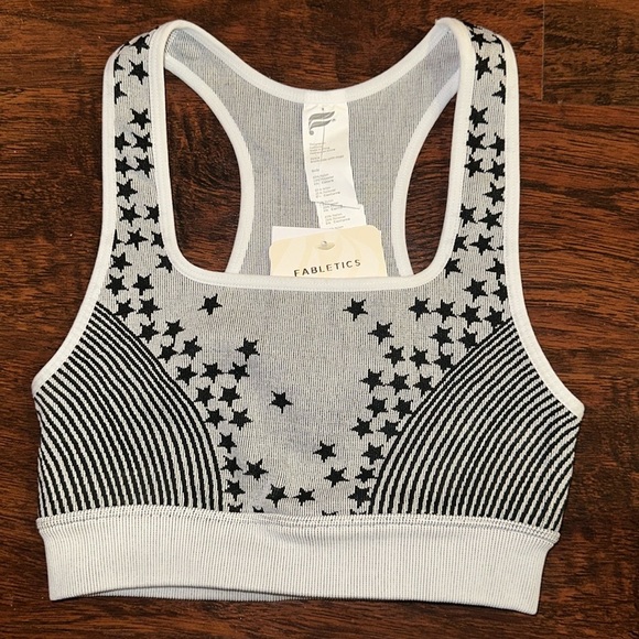 NWT Fabletics Star Seamless Black and Gray Sports Bra (XS) - Picture 2 of 6